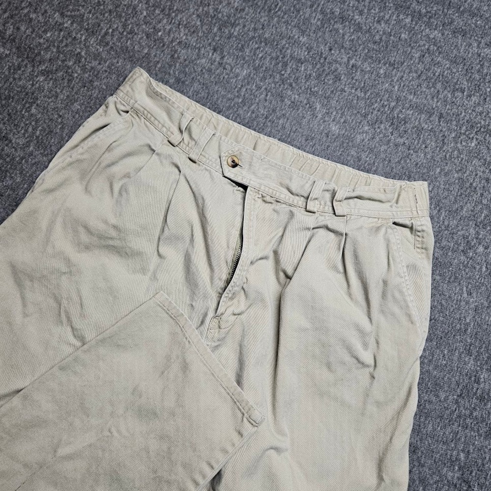 Bugle Boy Chinos Mens 33W 34L Khaki Tan Pleated Cotton Basics Pants